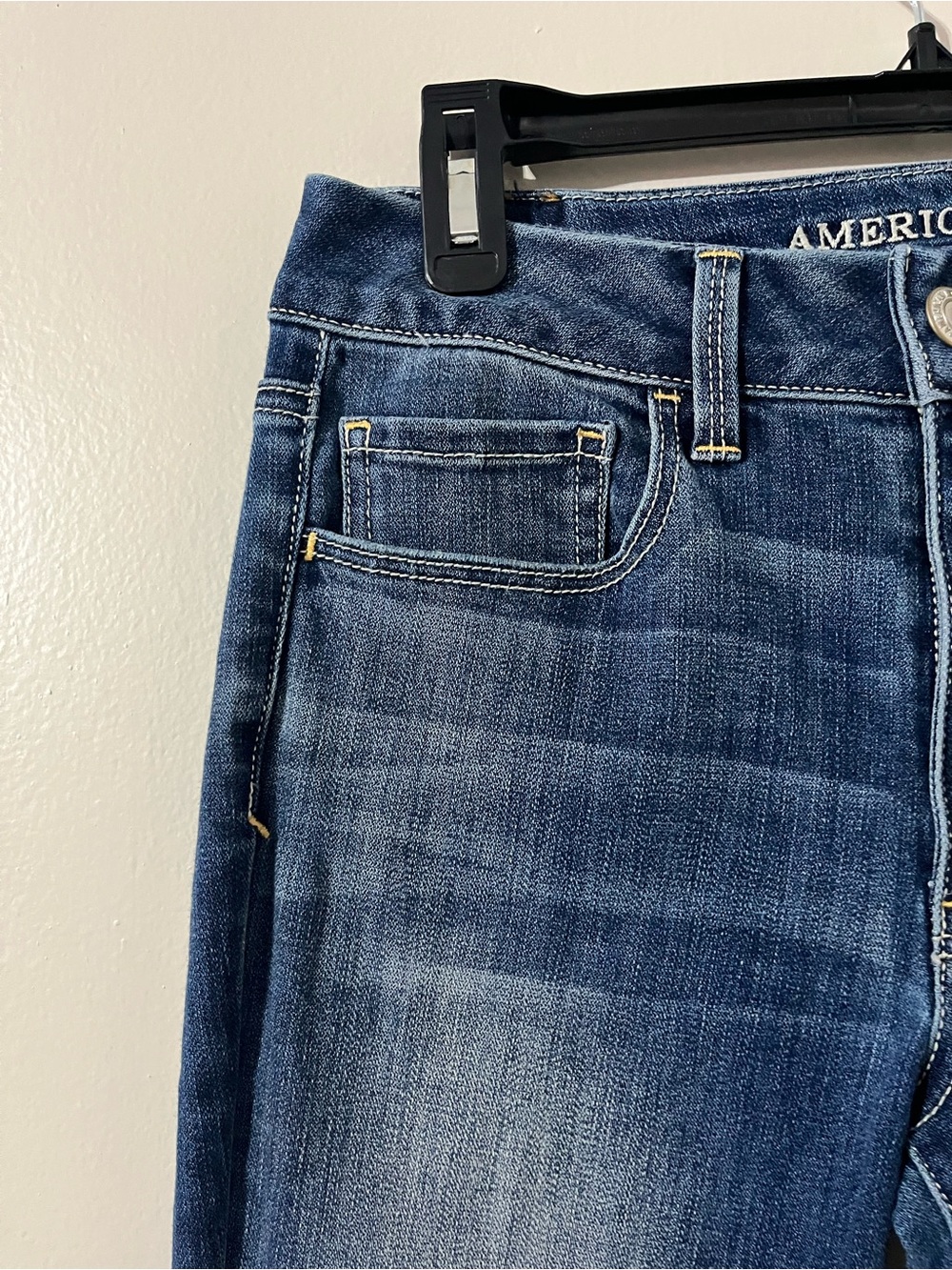American Eagle Hi-Rise Artist Flare Jeans Women’s 6 X Long Super Stretch Blue - Picture 2 of 11
